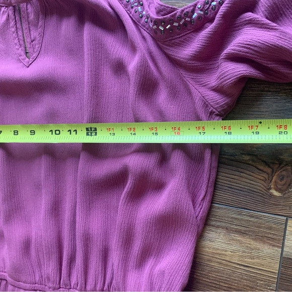 Knox Rose Cold Shoulder Long Sleeve Metal Studded Boho Romper Size XL - Picture 8 of 10